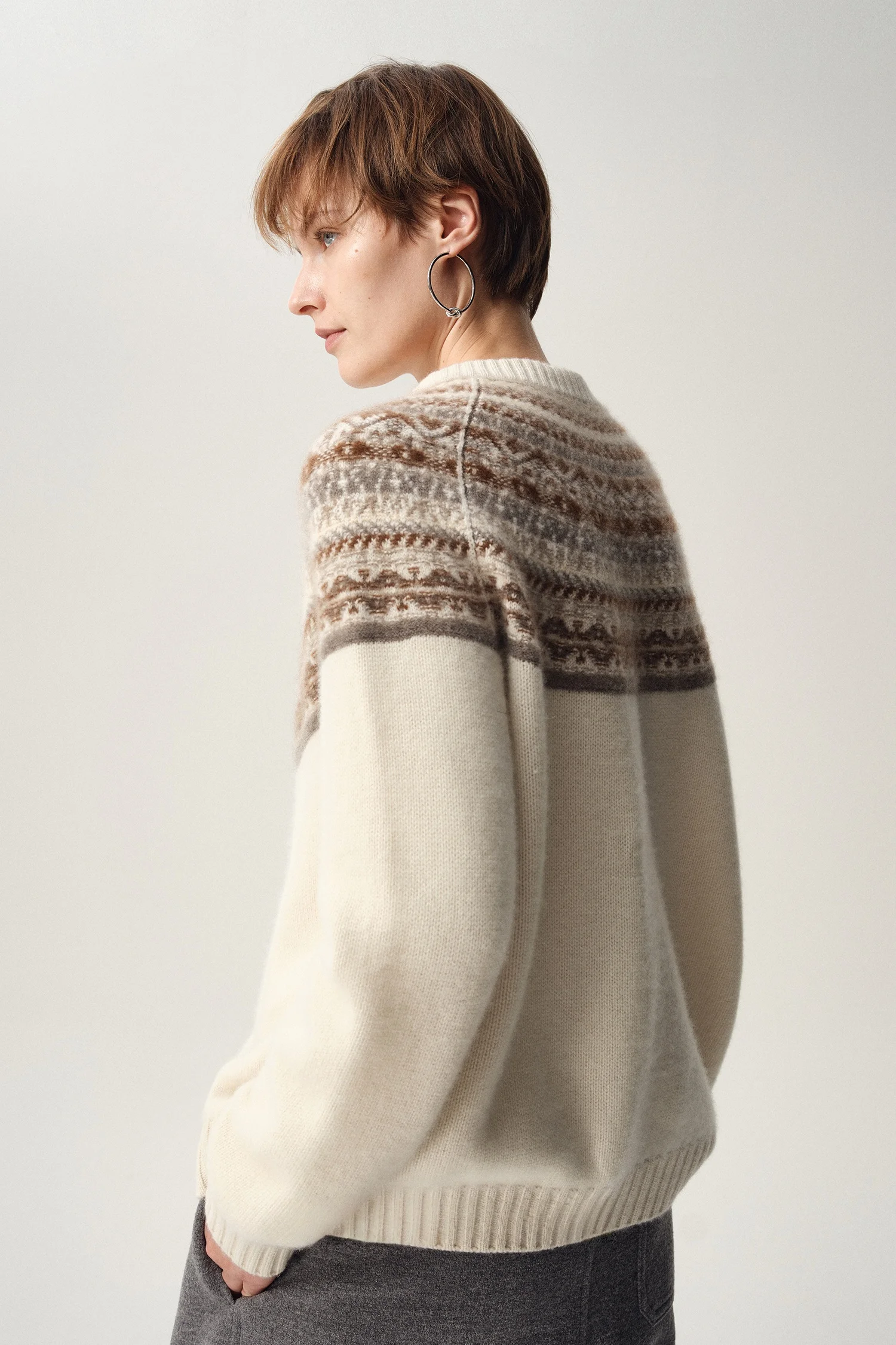 Classic Autumn Winter Woman Sweater Fair Isle Female 100% Merino Wool Knitted Cardigan Cashmere Ladies Long Sleeve Clothing Tops