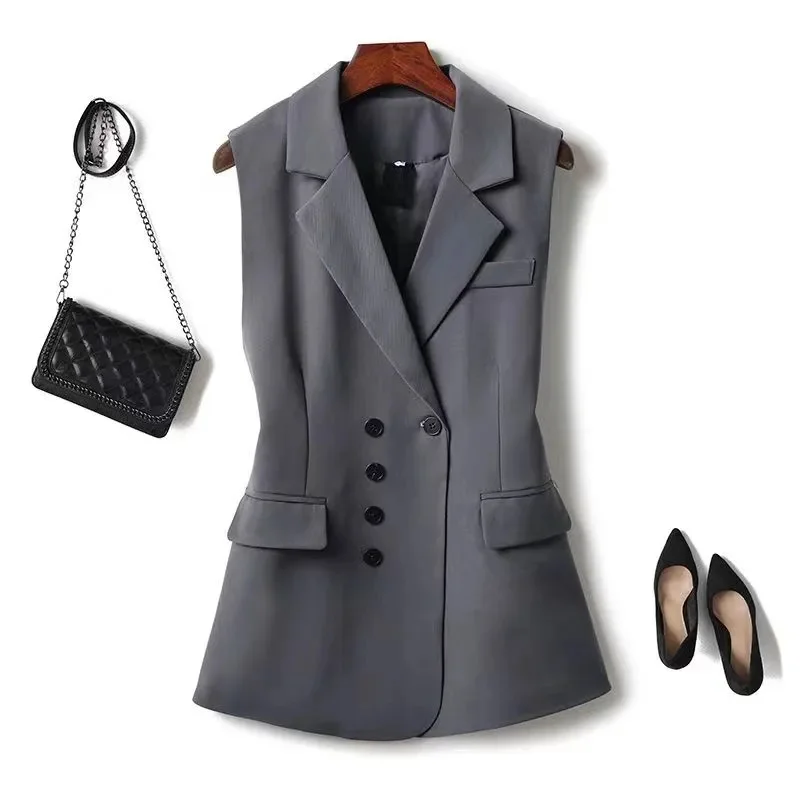 Korean Autumn 2025 New Fashion Vest Women Casual Loose Sleeveless High-end Blazer Waistcoat Coats Ladies Tops Outwear Female