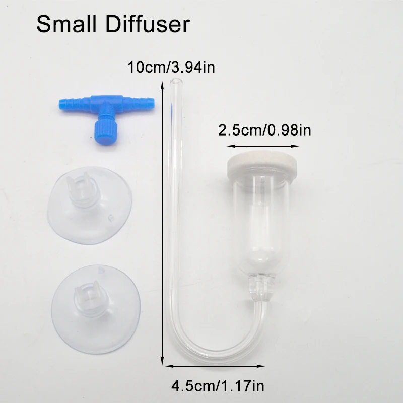 CO2 Diffuser for Aquarium Bubble Reactor CO2 System Atomizer for Fish Tank Live Plants Water Grass Grow Refiner with Suction Cup