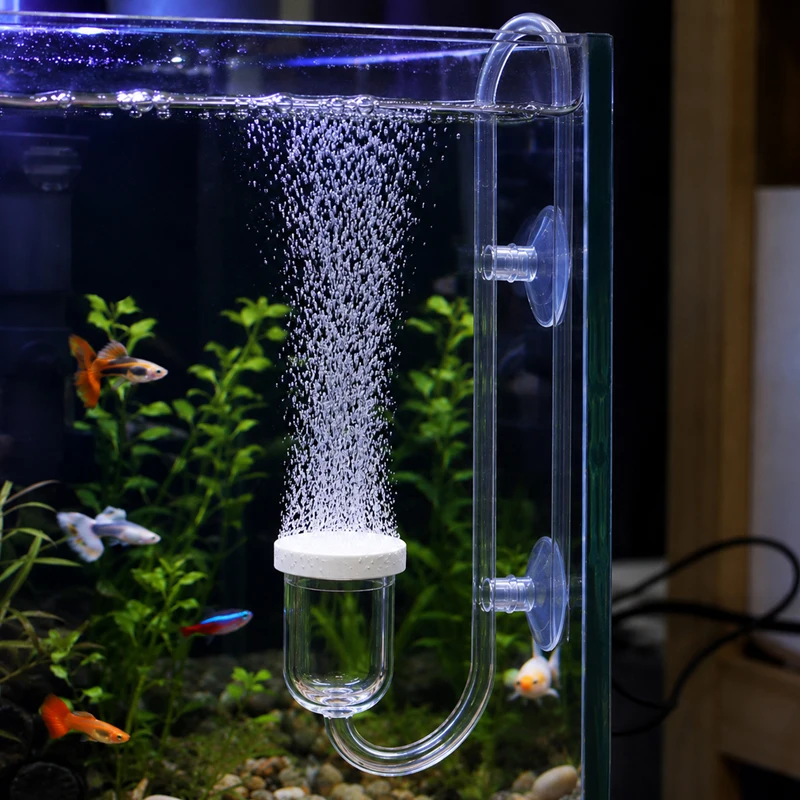 CO2 Diffuser for Aquarium Bubble Reactor CO2 System Atomizer for Fish Tank Live Plants Water Grass Grow Refiner with Suction Cup