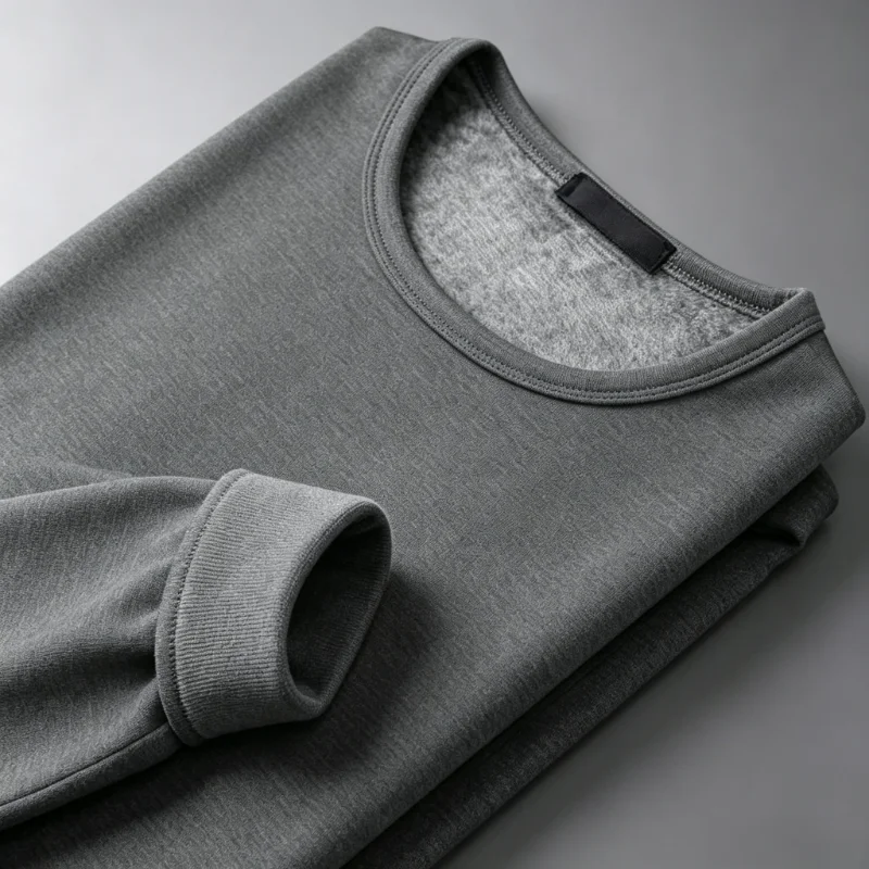 CHUANGERM Men'S Round Neck Fashion Long‑Sleeved Thermal Underwer 2026 Winter Male Warm Tops