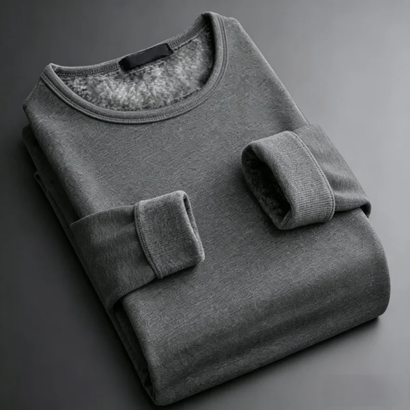 CHUANGERM Men'S Round Neck Fashion Long‑Sleeved Thermal Underwer 2026 Winter Male Warm Tops