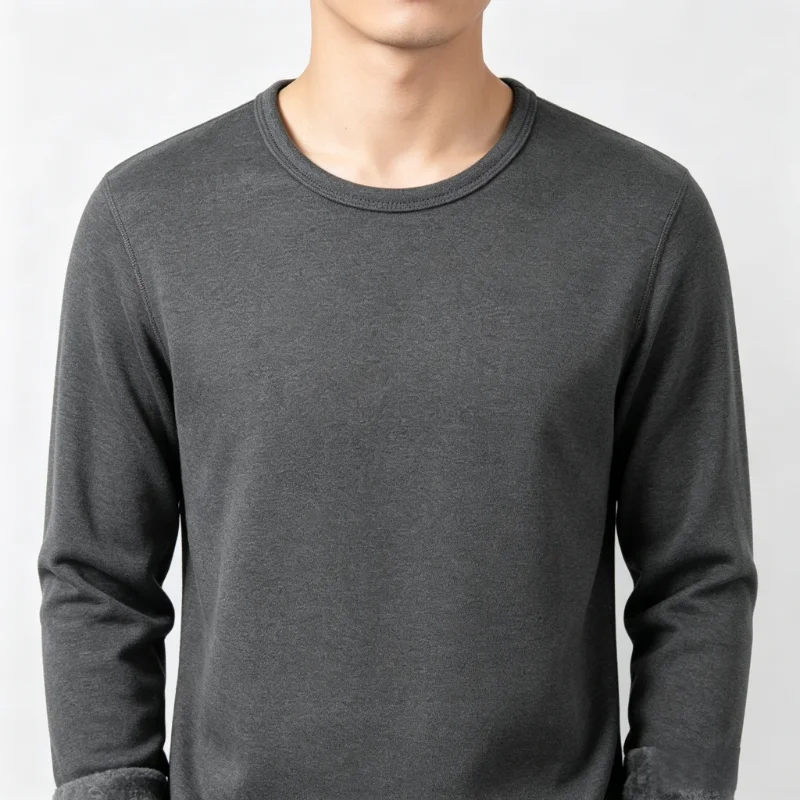 CHUANGERM Men'S Round Neck Fashion Long‑Sleeved Thermal Underwer 2026 Winter Male Warm Tops