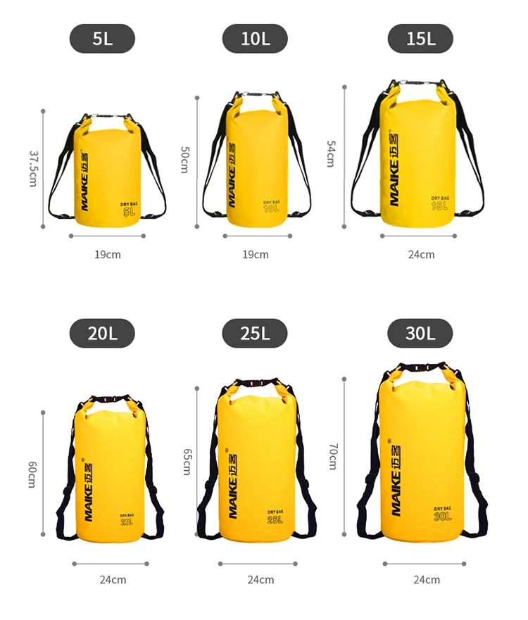 Maike Dry Bags Waterproof Bag for Women Men 5L/10L/15L Swimming Rafting Kayaking River Trekking Waterproof Dry Bag Backpack