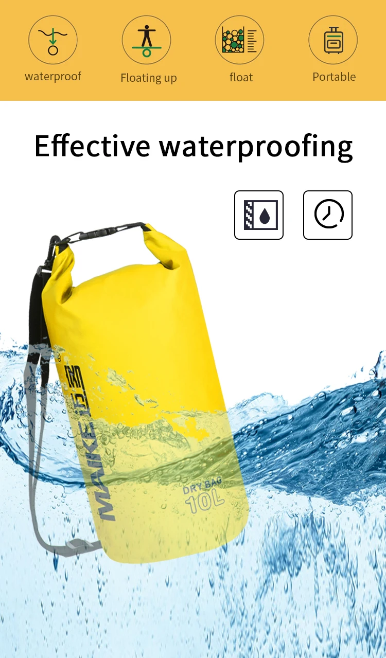 Maike Dry Bags Waterproof Bag for Women Men 5L/10L/15L Swimming Rafting Kayaking River Trekking Waterproof Dry Bag Backpack
