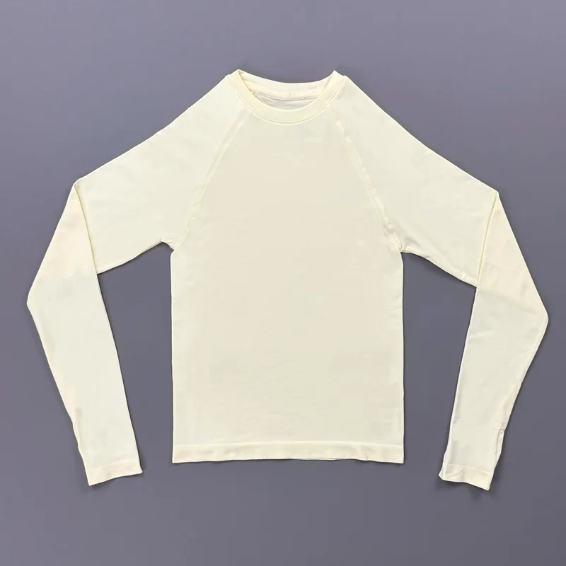 Women Long Sleeve Yoga Top Crew Neck Raglan Thumb Hole Slim Fit Cropped Workout Shirt Seamless Breathable Sports Running Gym Top