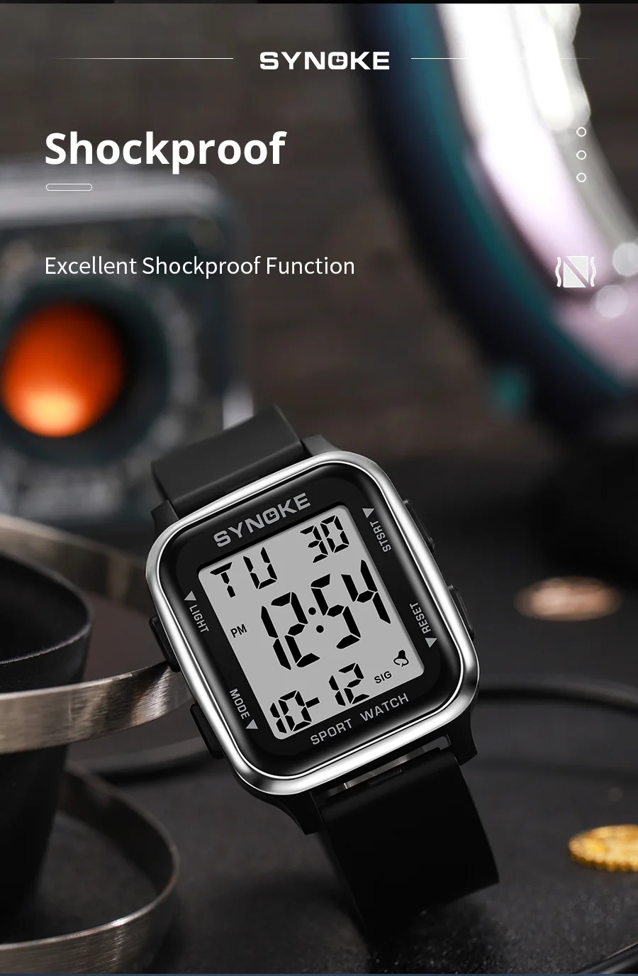 SYNOKE Outdoor Military Digital Watch New For Men Fashion Retro Men Watch Sports Waterproof Men Watch Multifunctional Luminous