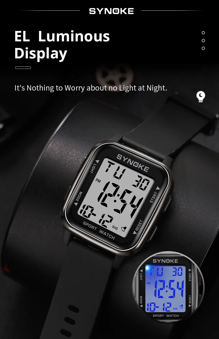 SYNOKE Outdoor Military Digital Watch New For Men Fashion Retro Men Watch Sports Waterproof Men Watch Multifunctional Luminous