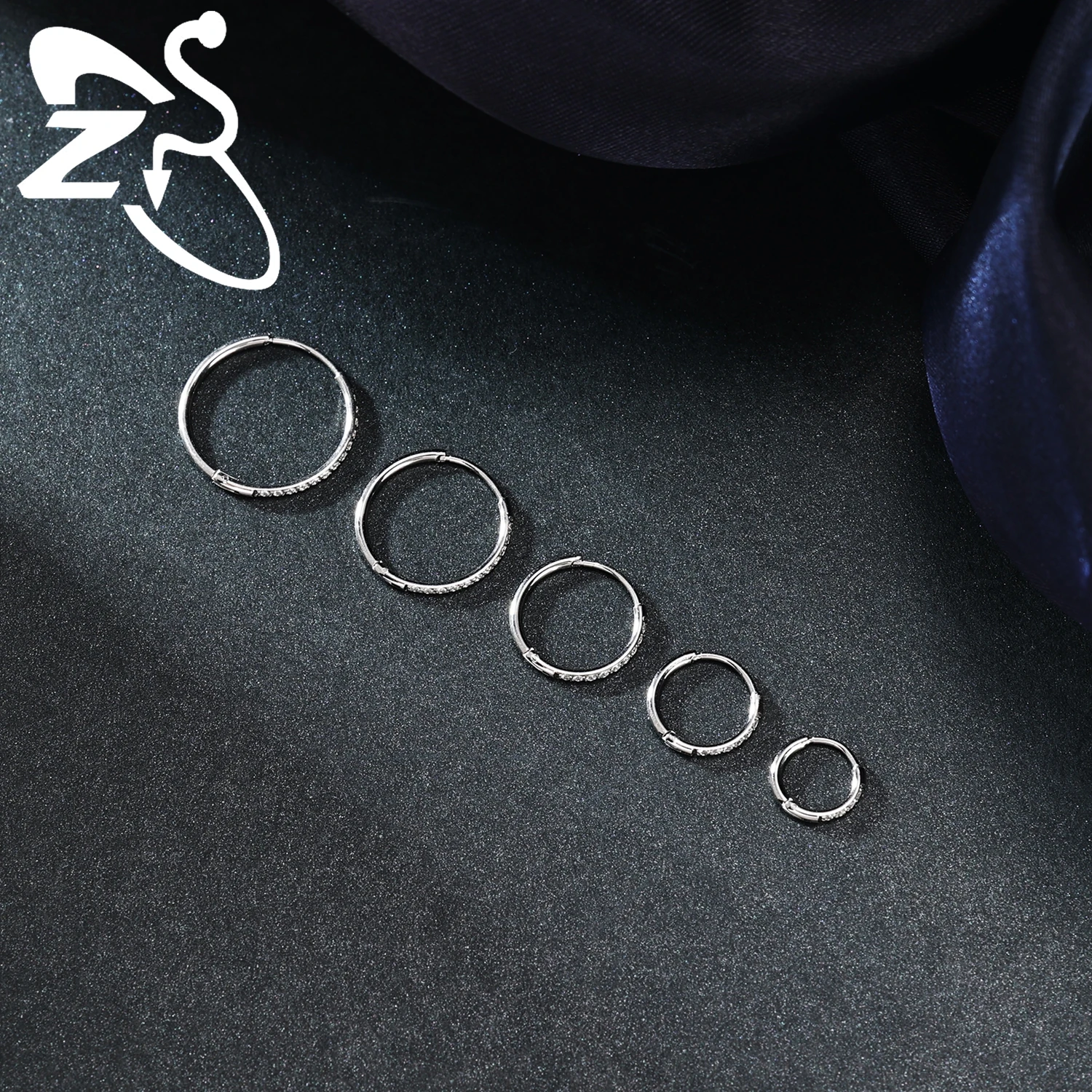 ZS 1 PC 20G Stainless Steel Hoop Earring 6/8/10/12MM Round Stud Earrings CZ Crystal Nose Ring Helix Cartilage Piercings Jewelry