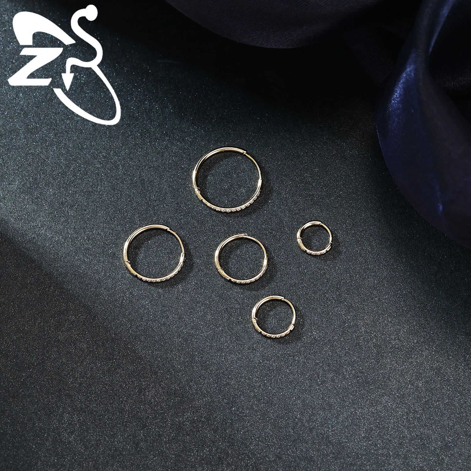 ZS 1 PC 20G Stainless Steel Hoop Earring 6/8/10/12MM Round Stud Earrings CZ Crystal Nose Ring Helix Cartilage Piercings Jewelry