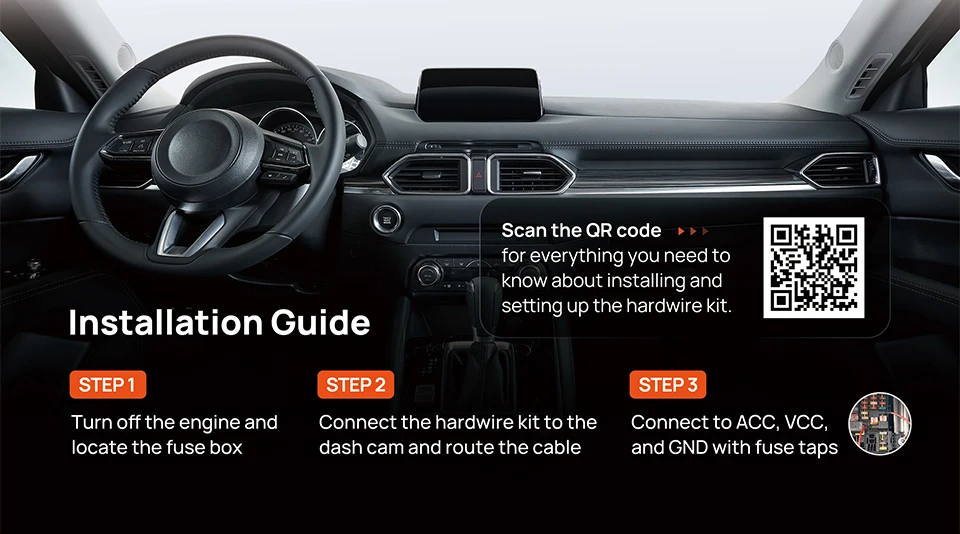 70mai Hardwire Kit OBD-II & Adjustable Hardwire Kit UP06 for Dash Cam Type-C Interface Plug-and-Play 24H Parking Surveillance