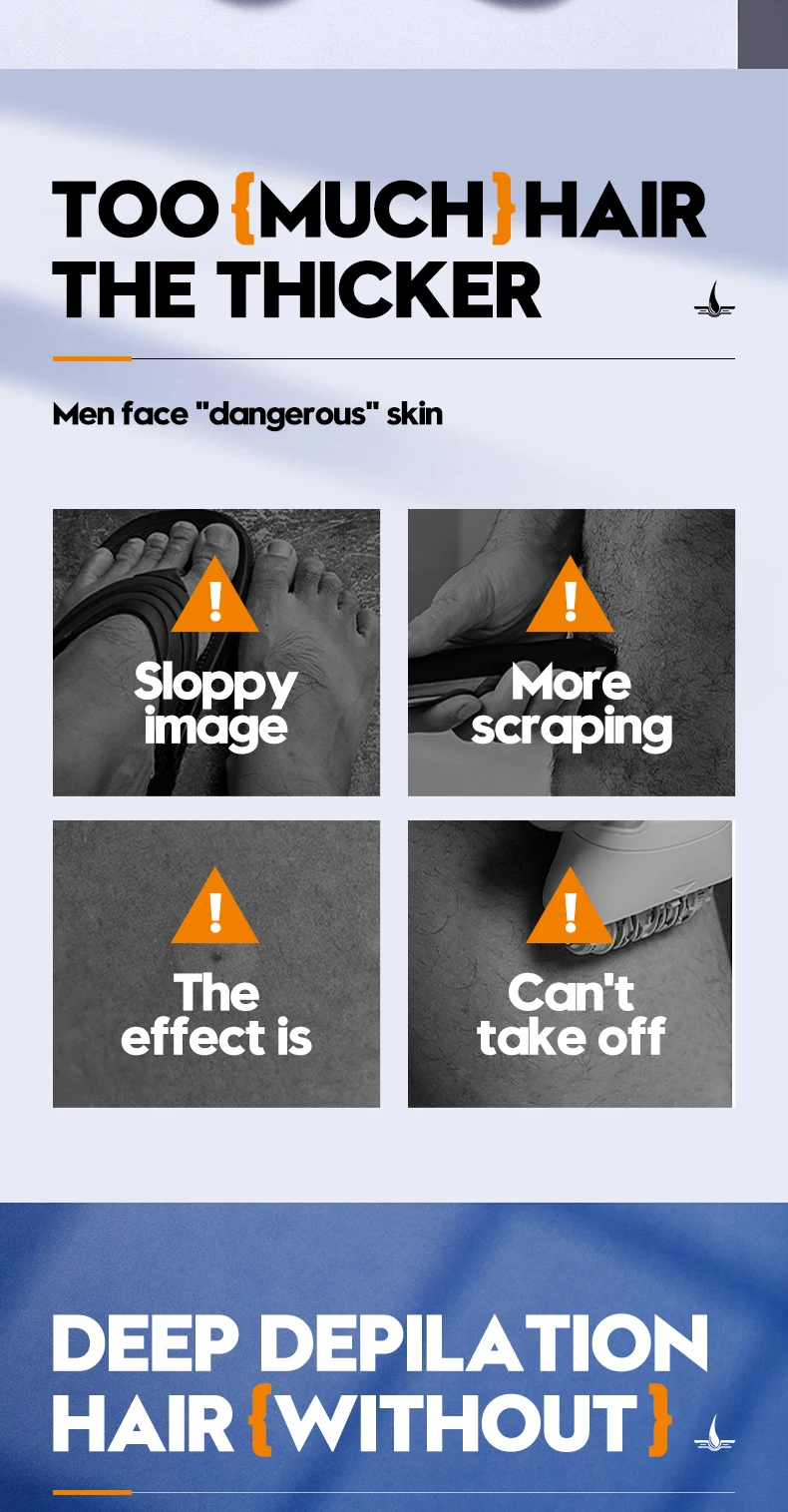 SADOER Men's Painless Hair Removal Cream, A Fast-Acting and Gentle Hair Removal Agent That Moisturizes and Soothes the Skin