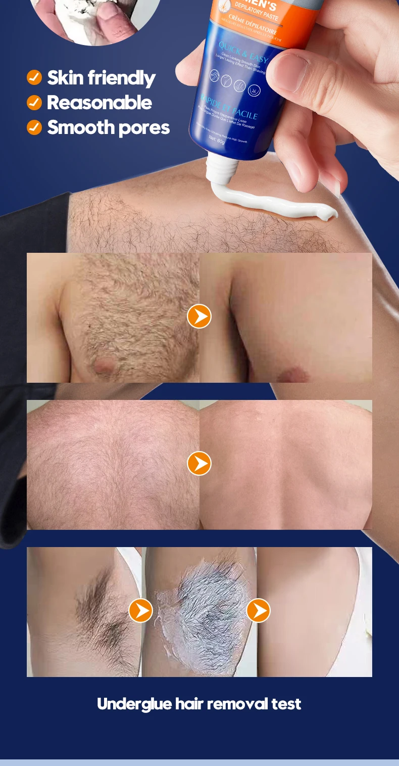 SADOER Men's Painless Hair Removal Cream, A Fast-Acting and Gentle Hair Removal Agent That Moisturizes and Soothes the Skin