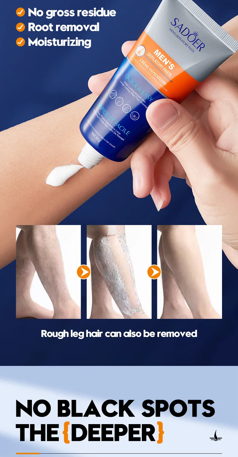 Men's Hair Removal Cream Body Hair Remover Depilatory Cream Gentle Moisturizing Smooth Skin Care Easy Apply for Men Daily Groomi