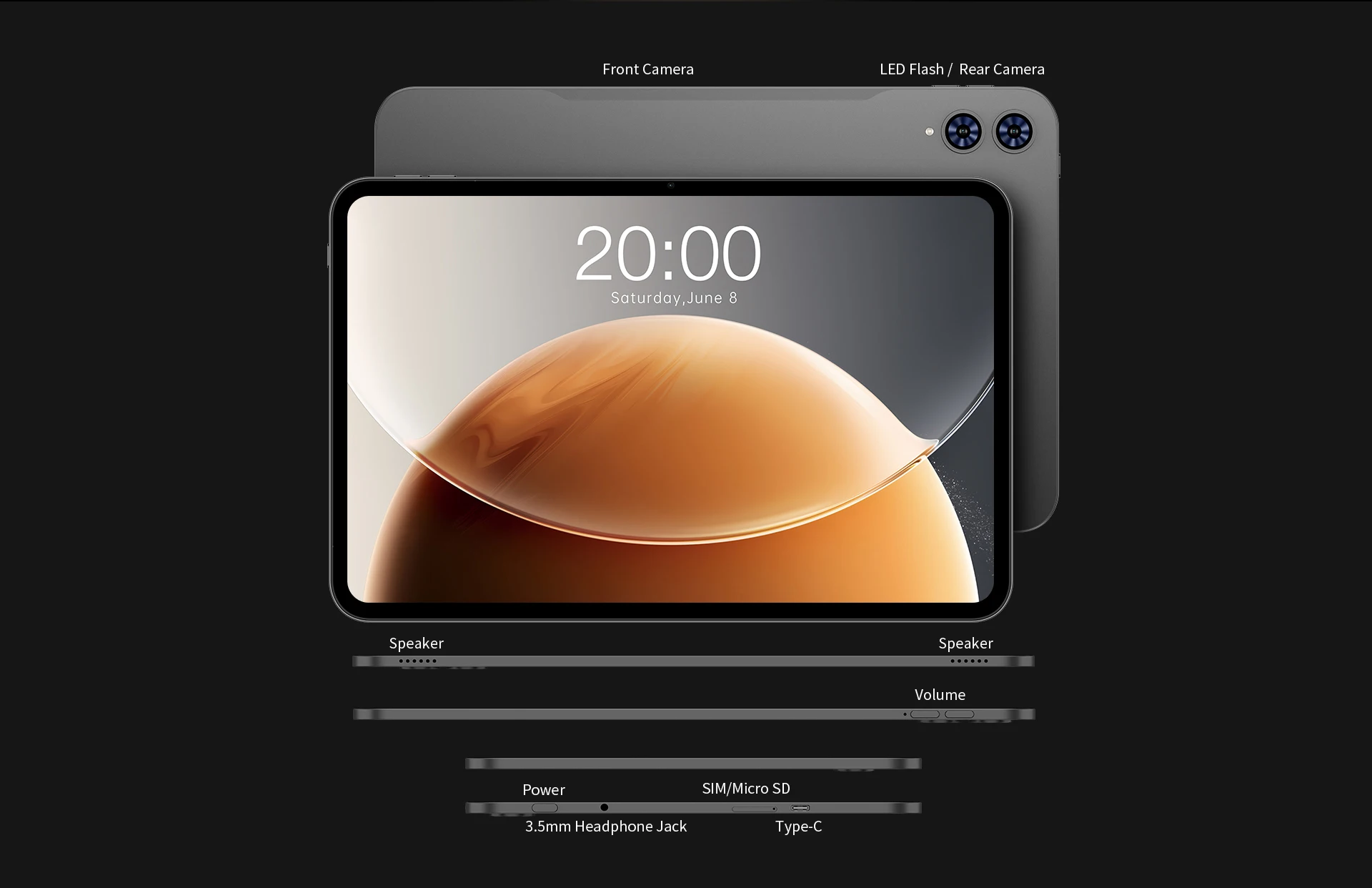 Teclast T65 Android 16 Tablet 13.4 inch 120Hz Max. 26GB RAM 128GB ROM 1920x1200 Unisoc T7280 Octa Core 8000mAh 4G LTE Support 4TB TF Card Extension With Case