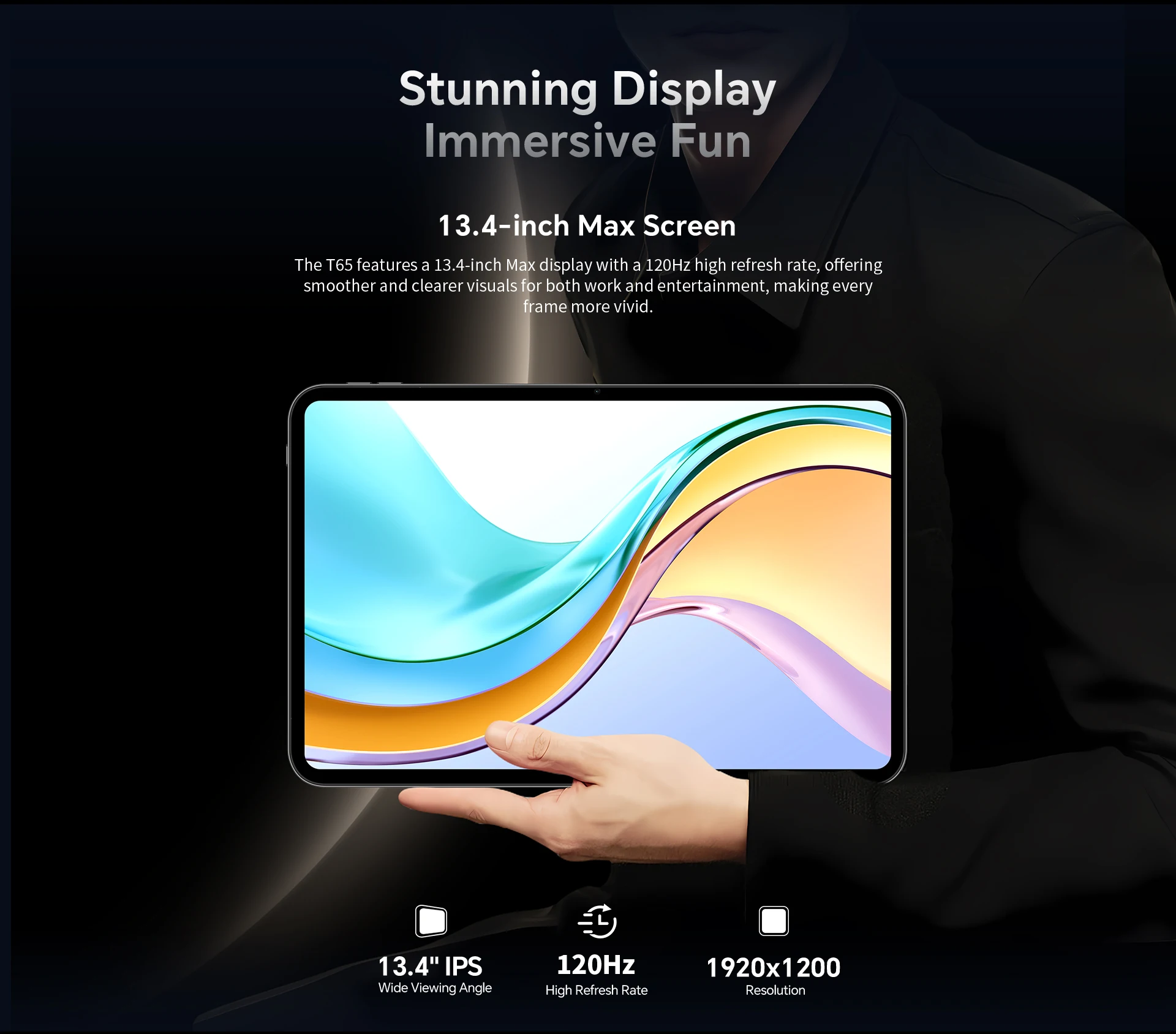 Teclast T65 Android 16 Tablet 13.4 inch 120Hz Max. 26GB RAM 128GB ROM 1920x1200 Unisoc T7280 Octa Core 8000mAh 4G LTE Support 4TB TF Card Extension With Case
