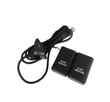 2Pcs 4800mAh Rechargeable Battery With 1 Charging Cable for Xbox 360 Gamepad Batteries Wireless Controller Battery Wholesale