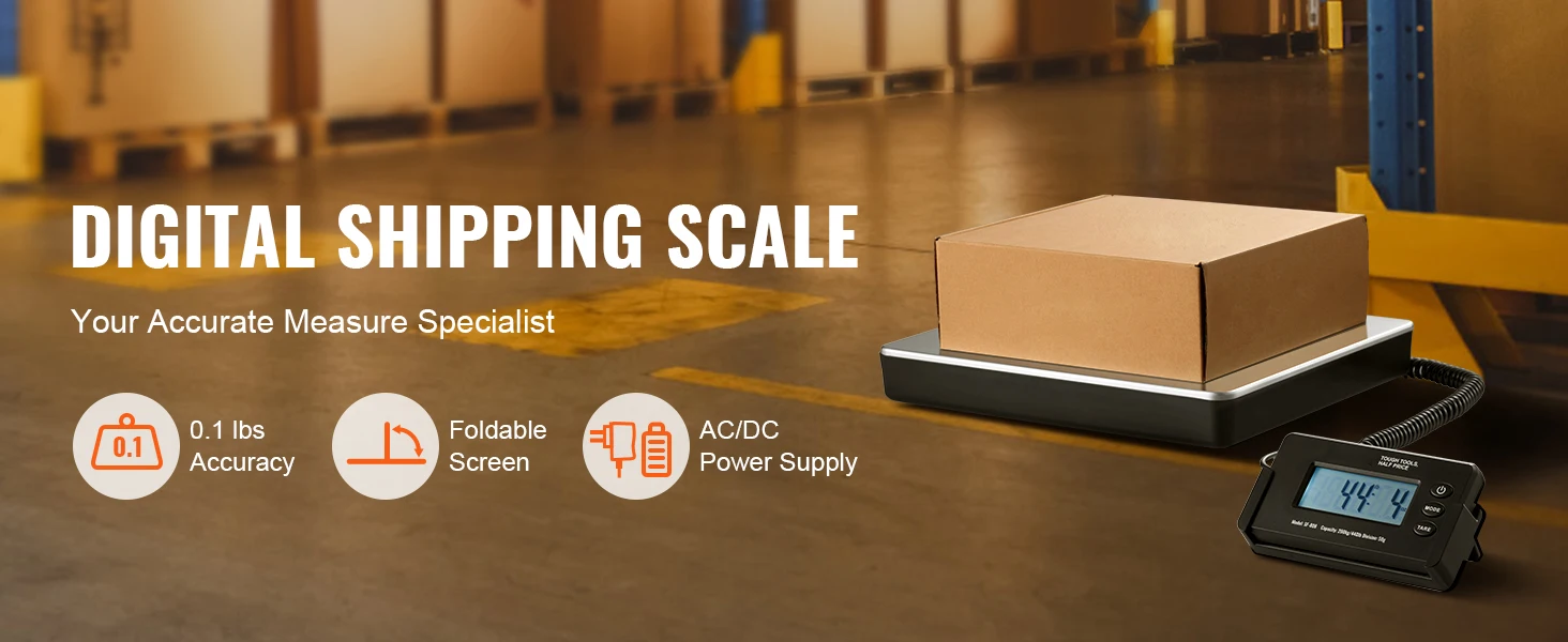 SucceBuy 440lbs Digital Shipping Scale with Timer Tare Function HD LCD Screen Portable Package Postal Scale for Home Post Office