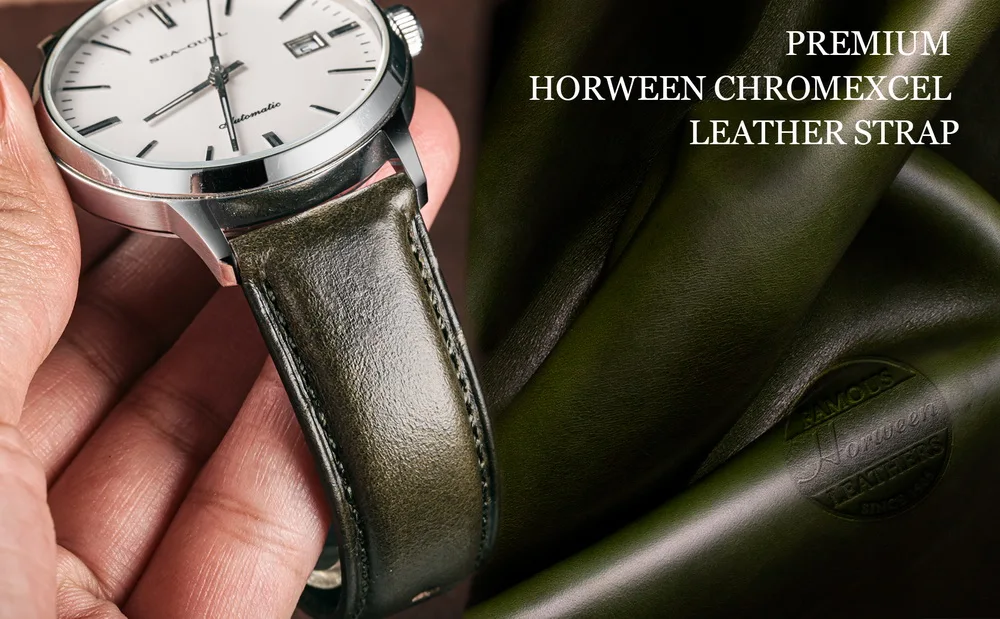 Hemsut Cowhide Leather Watch Bands Quick Release Handmade HORWEEN 100%Genuine Leather Wrist Straps 18mm 19mm 20mm 21mm 22mm