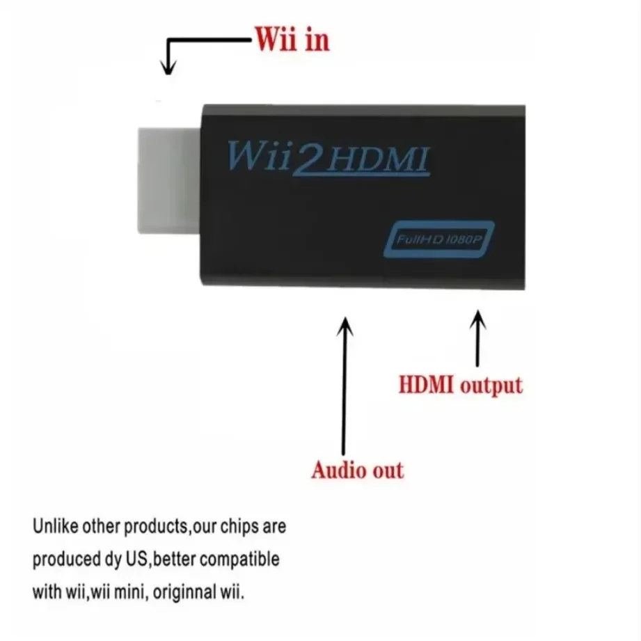 WII to HDMI-Compatible Adapter Converter Full HD 1080P 3.5mm Audio for PC HDTV Monitor Display Wii To HDMI-Compatible Adapter