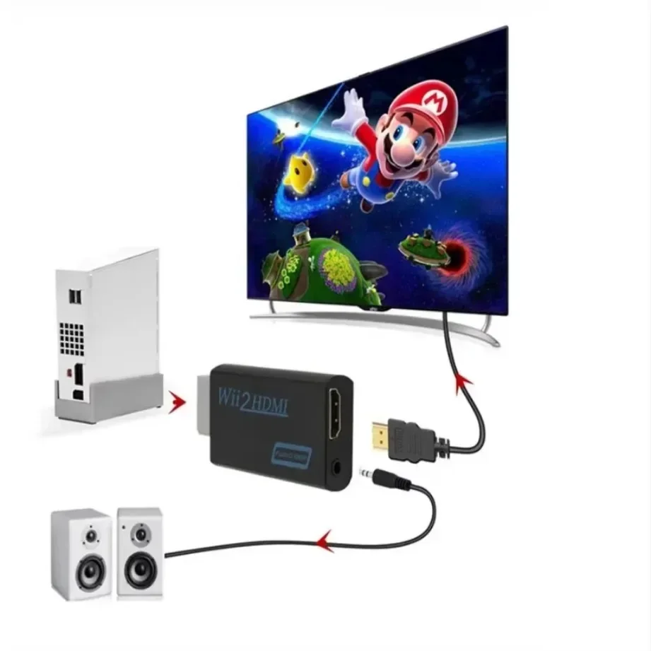 WII to HDMI-Compatible Adapter Converter Full HD 1080P 3.5mm Audio for PC HDTV Monitor Display Wii To HDMI-Compatible Adapter
