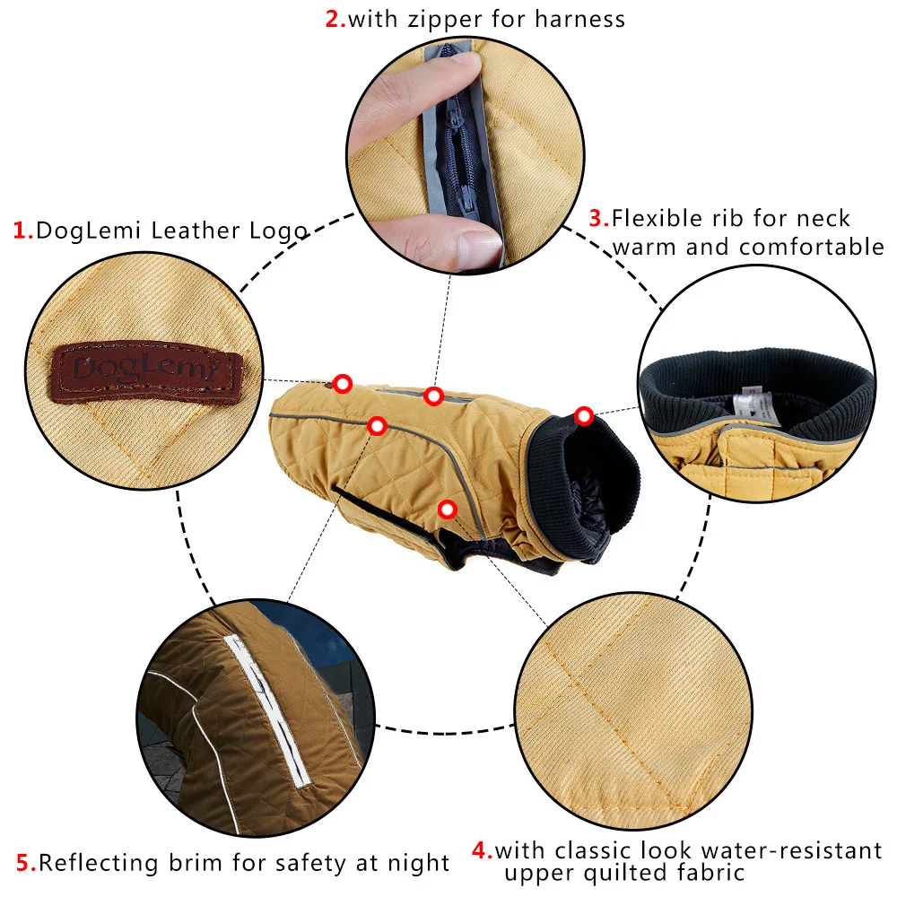 Winter Big Dog Coat Clothes Warm Reflective Pet Vest Jacket for Small Medium Large Dogs Bull Terrier Weimaraner Disfraz Perro