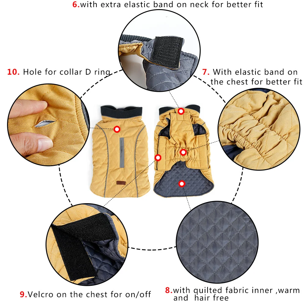 Winter Big Dog Coat Clothes Warm Reflective Pet Vest Jacket for Small Medium Large Dogs Bull Terrier Weimaraner Disfraz Perro