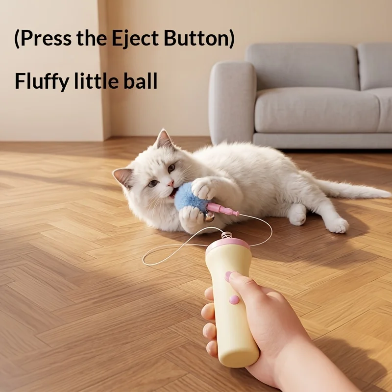 Portable Storage Catapult Cat Toy, Spring Cushion Design Protect Pet Teeth, Interactive Shooting Toy for Indoor Cats Kitten Exer