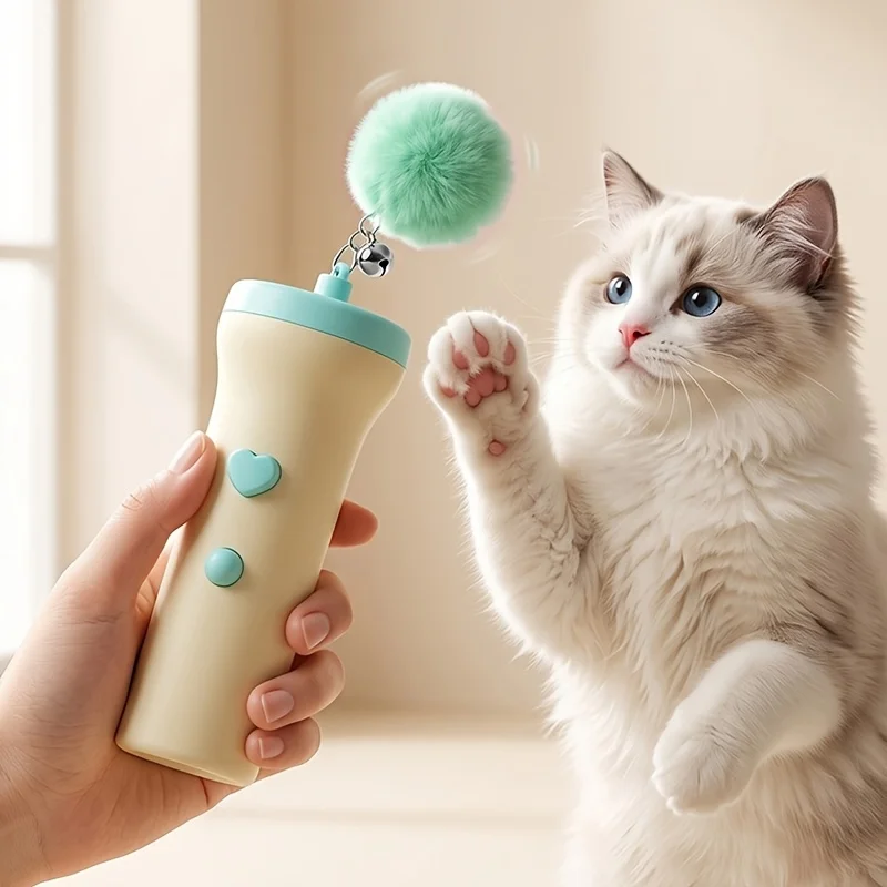 Portable Storage Catapult Cat Toy, Spring Cushion Design Protect Pet Teeth, Interactive Shooting Toy for Indoor Cats Kitten Exer