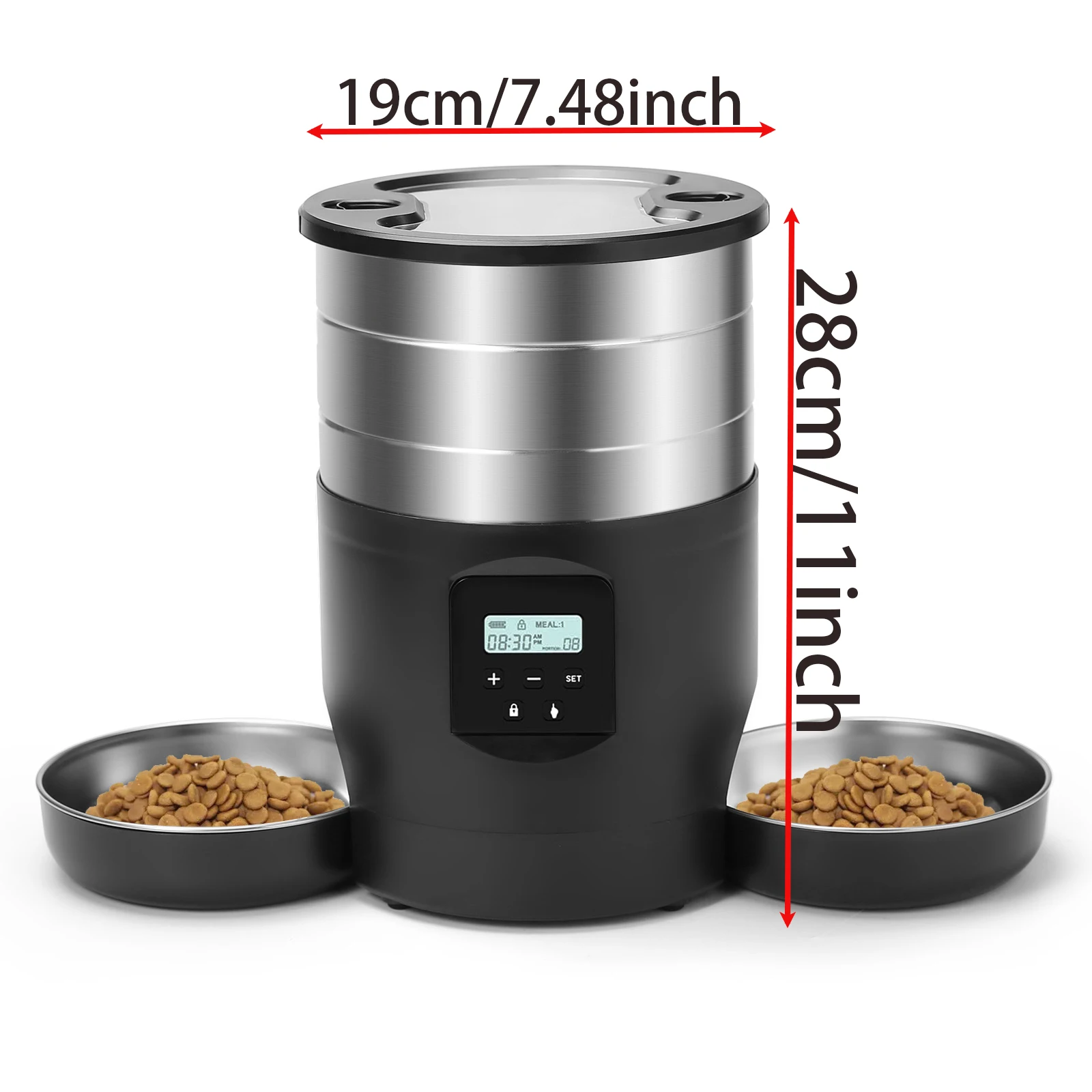 4.5L Button WiFi Automatic Cat Feeder Includes Two Stainless Steel Bowls Smart Pet Cat and Dogs Food Dispenser Feeder Pet Feeder
