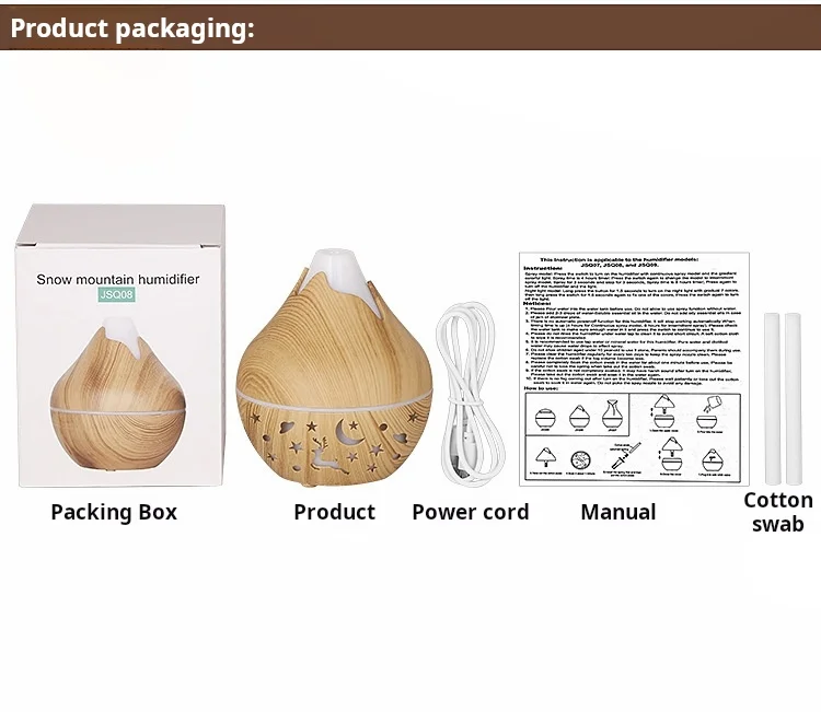Mini Snow Mountain Hollow out Wood Grain Aromatherapy Humidifier USB Silent Air Moisturizer