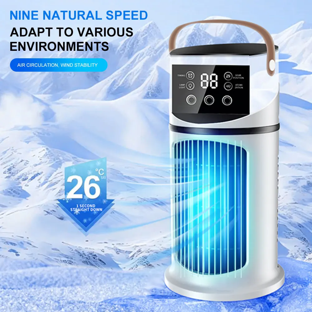 Water Cooling Fan Air Conditioner Adjustable Speeds Timer Personal Fan Air Cooler With Humidifier for Bedroom Living Room Office