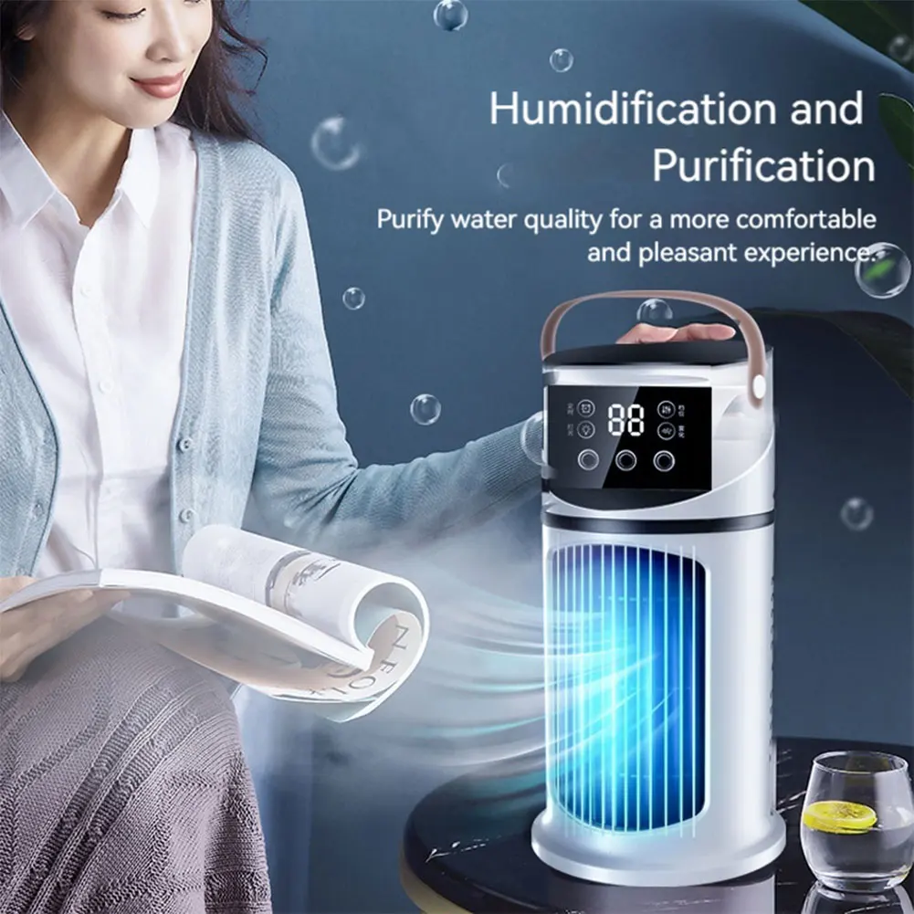 Water Cooling Fan Air Conditioner Adjustable Speeds Timer Personal Fan Air Cooler With Humidifier for Bedroom Living Room Office