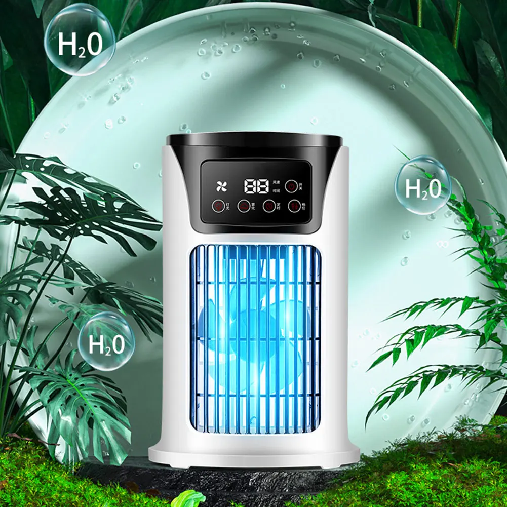 Water Cooling Fan Air Conditioner Adjustable Speeds Timer Personal Fan Air Cooler With Humidifier for Bedroom Living Room Office