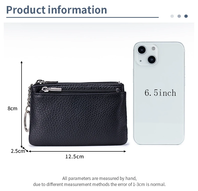 New Women's Wallets Soft Genuine Leather Zipper Purses Large Capacity Money Bag Portable Storage Bag With Keychain Coin Holders