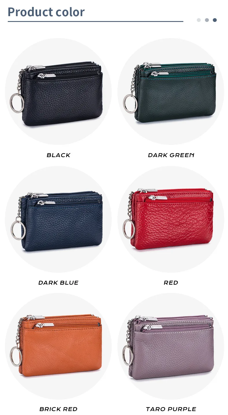 New Women's Wallets Soft Genuine Leather Zipper Purses Large Capacity Money Bag Portable Storage Bag With Keychain Coin Holders
