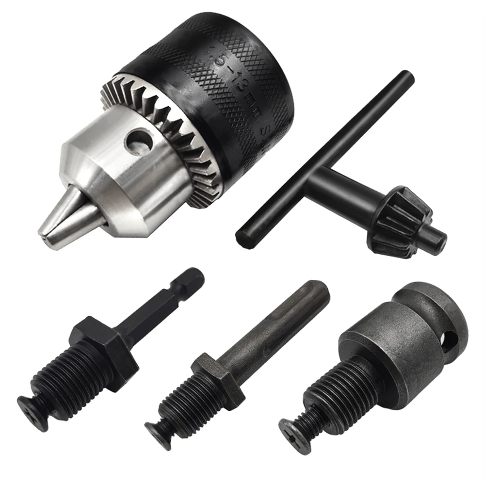 1.5-13mm Drill Chuck,1/2-20UNF Mount Impact Driver Bits Chuck Conversion Hex Shank/SDS-Plus Socket Square Adapter with Chuck Key