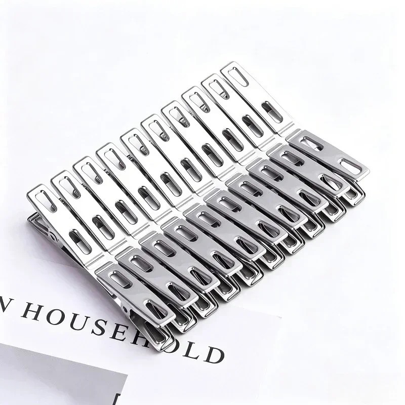 20pcs Stainless Steel Clothespins, Binder Clips, Heavy Duty Clothes Pins, Metal Clip Set, Metal Clothes Clips for Clothes Sock F