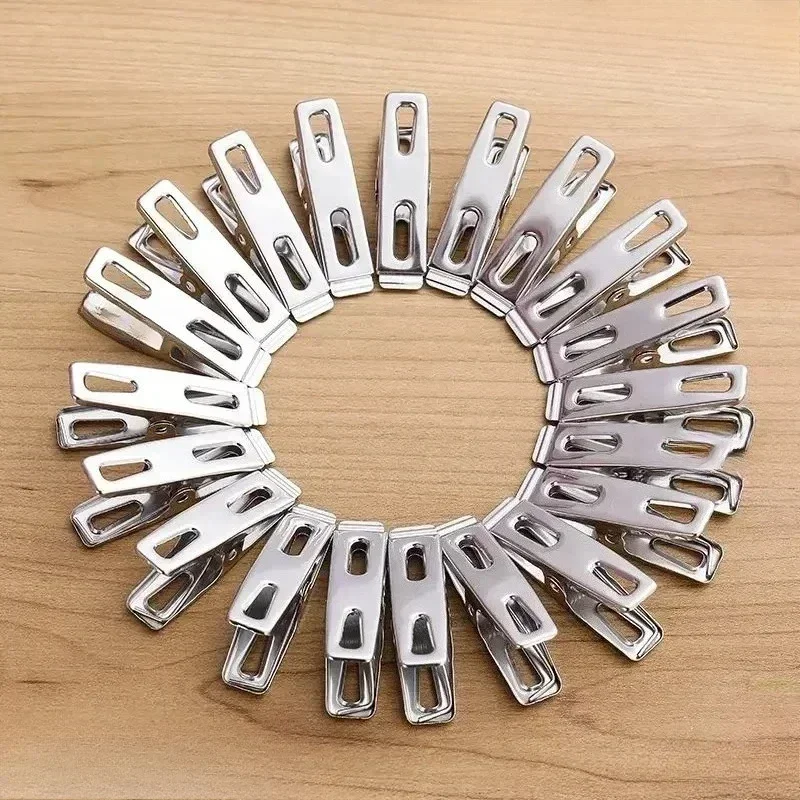 20pcs Stainless Steel Clothespins, Binder Clips, Heavy Duty Clothes Pins, Metal Clip Set, Metal Clothes Clips for Clothes Sock F