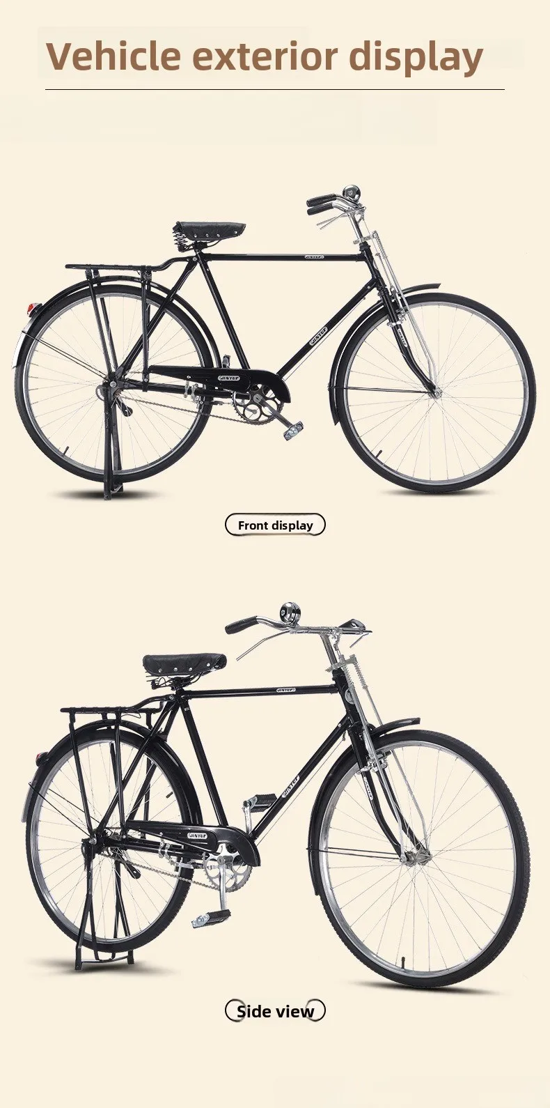 Vintage 28 Inch Bicycle Mountain Ride Nostalgic Retro 80s Style Steel Frame City Cruiser Unisex Bicycle Portable City Commute