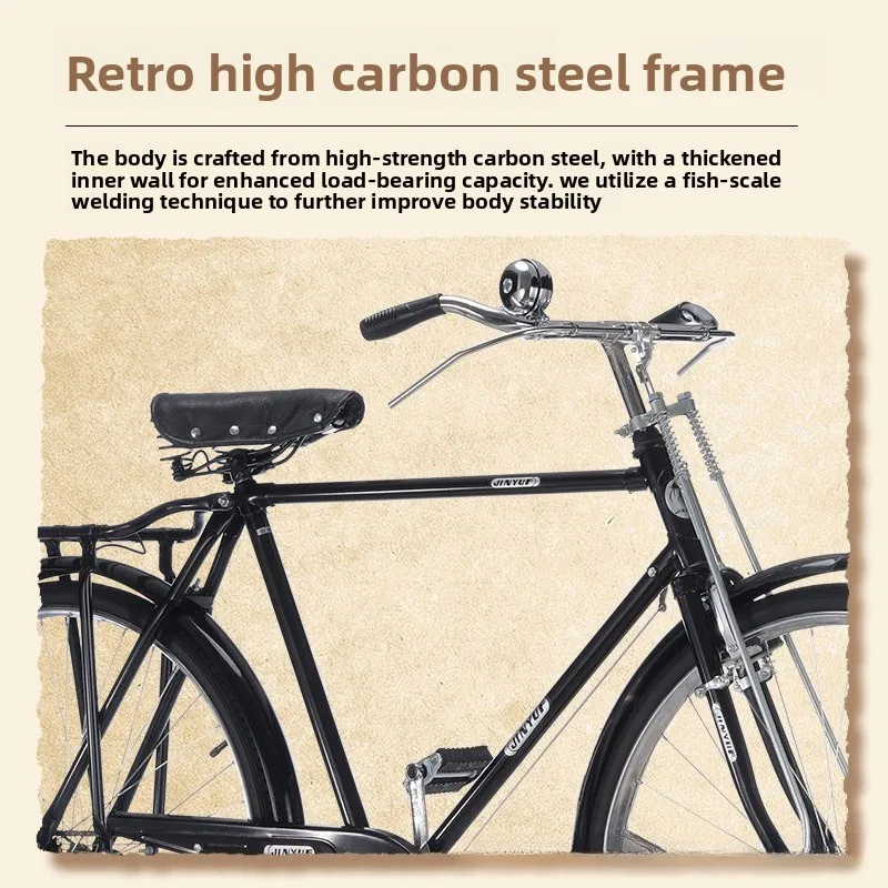 Vintage 28 Inch Bicycle Mountain Ride Nostalgic Retro 80s Style Steel Frame City Cruiser Unisex Bicycle Portable City Commute