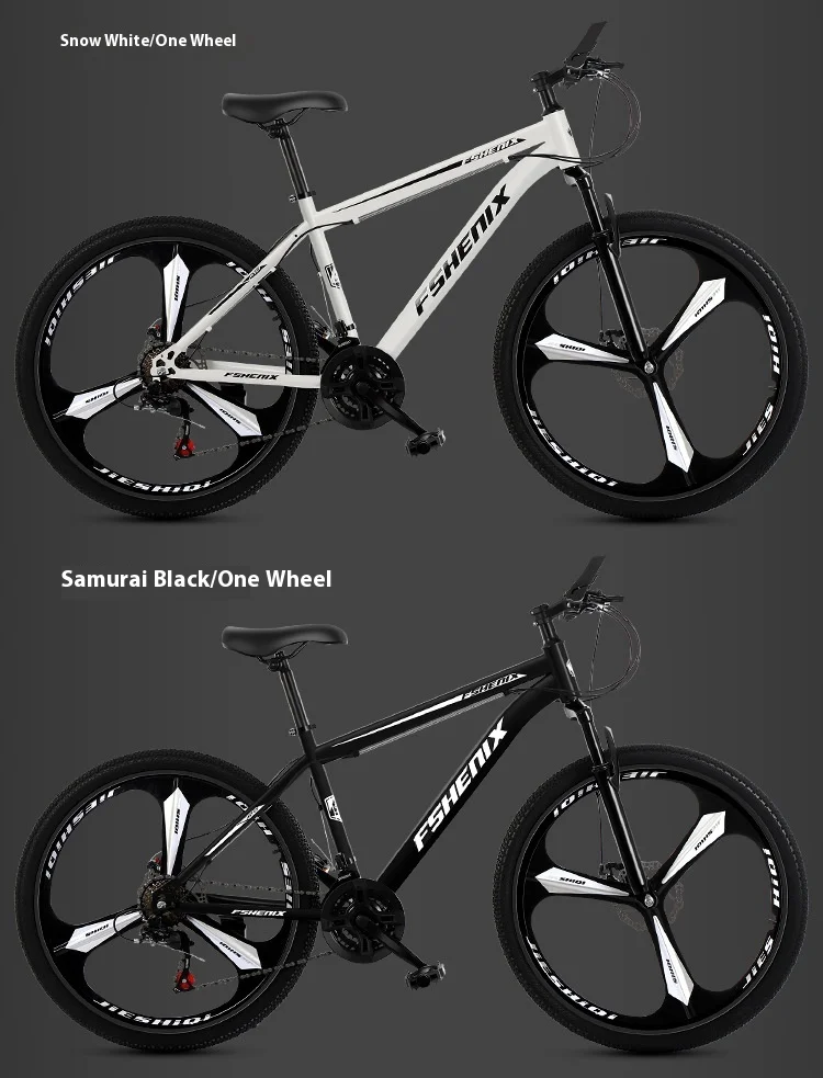 24/26 Inch Mountain Bike with Shock Absorption, Front and Rear Double Disc Brakes, 21-Speed Geared Bicycle