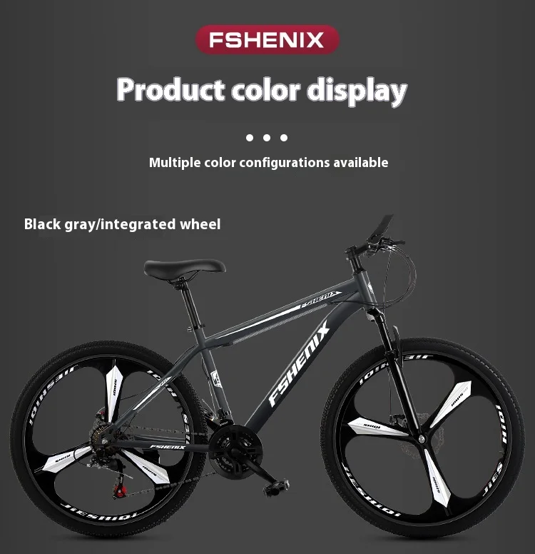 24/26 Inch Mountain Bike with Shock Absorption, Front and Rear Double Disc Brakes, 21-Speed Geared Bicycle