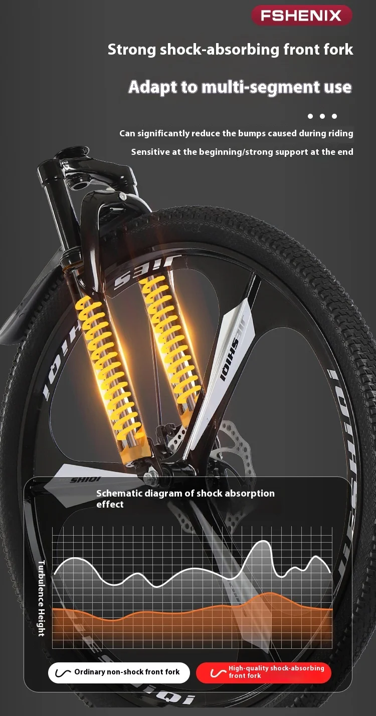 24/26 Inch Mountain Bike with Shock Absorption, Front and Rear Double Disc Brakes, 21-Speed Geared Bicycle