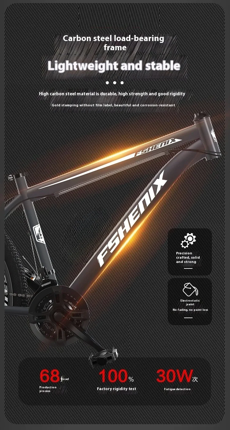 24/26 Inch Mountain Bike with Shock Absorption, Front and Rear Double Disc Brakes, 21-Speed Geared Bicycle