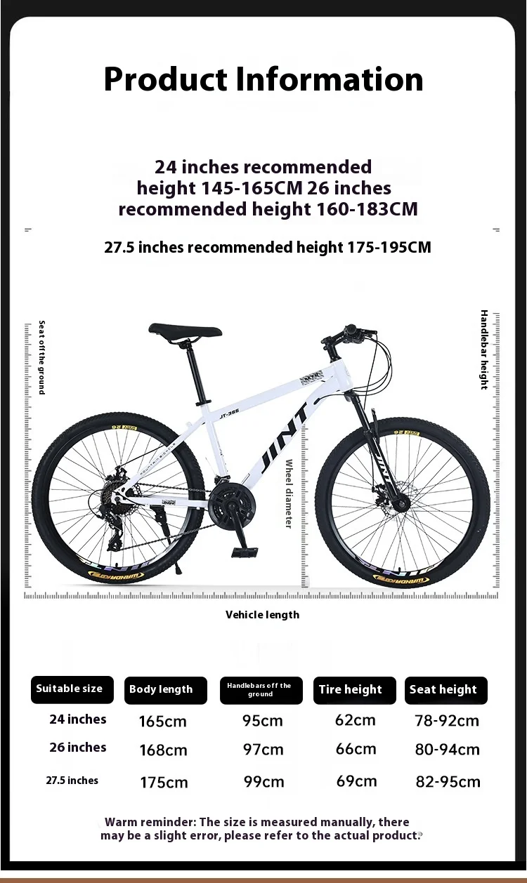 26Inch Mountain Bike Variable Speed Off-Road Mountain Bike Student Outdoor Men and Women Shock Absorber Bicycle