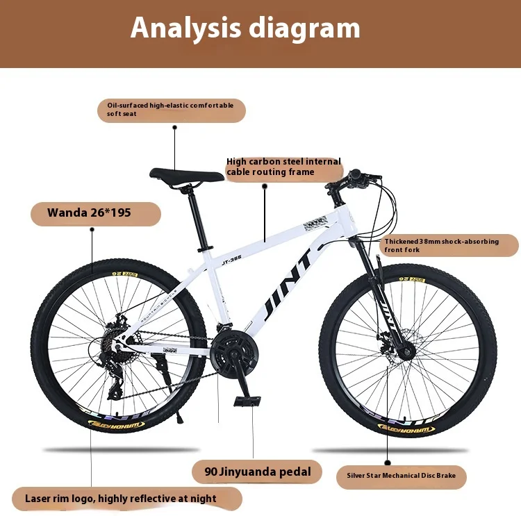 26Inch Mountain Bike Variable Speed Off-Road Mountain Bike Student Outdoor Men and Women Shock Absorber Bicycle