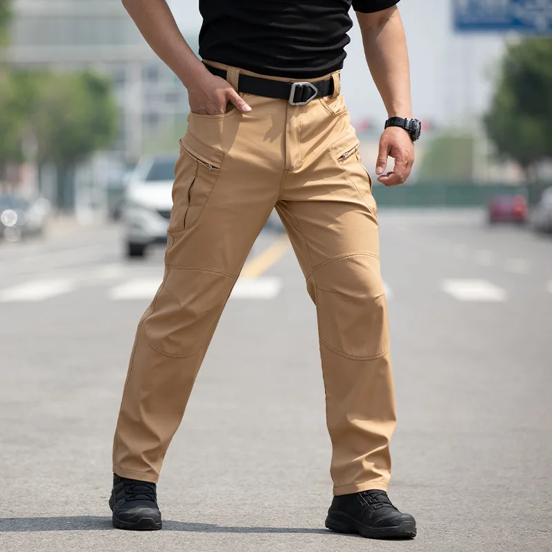 Men Workwear Camouflage Pants with Multiple Pockets Outdoor Site Protective Clothing Wearresistant Dirt Resistant Training Pants