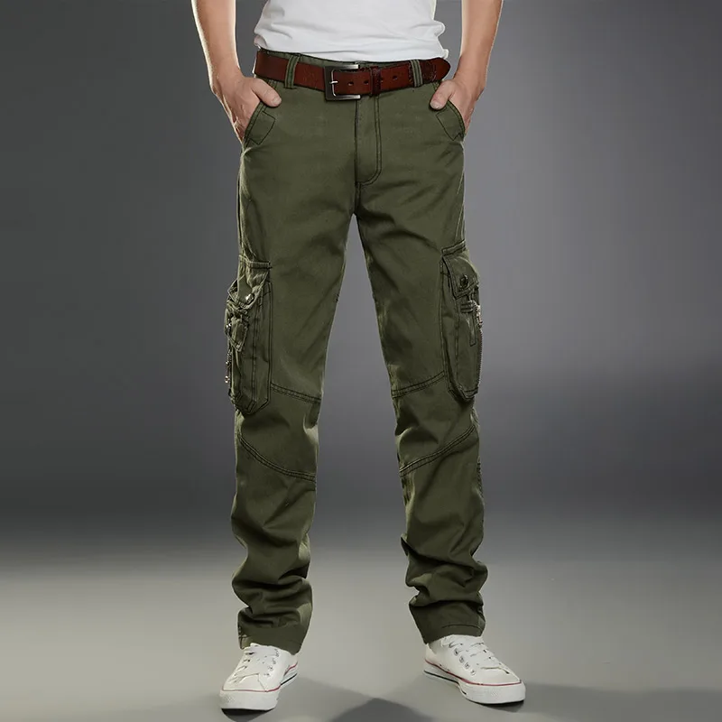 Winter Fleece Warm Tactical Pants Zip Cotton Trousers Loose Army Green Cargo Pants Men Casual Plus Thicken Tooling Pants Size 40