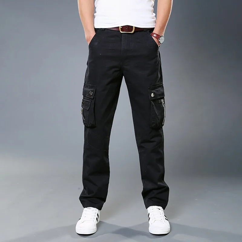 Winter Fleece Warm Tactical Pants Zip Cotton Trousers Loose Army Green Cargo Pants Men Casual Plus Thicken Tooling Pants Size 40